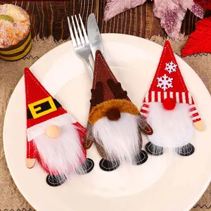 Adorable felt Christmas gnome cutlery holders and utensil pouches for festive holiday dining