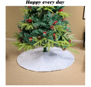 Elegant white plush Christmas tree skirt faux fur round mat for festive holiday decor