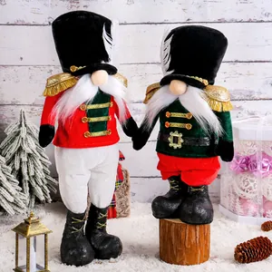 Bambola Gnomo di Natale Stile Soldato Schiaccianoci Giocattolo di Peluche Telescopico Rosso Verde Velluto Decorazione Domestica Natalizia