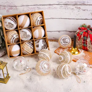 Elegant Christmas ball ornaments set with gold and white glitter for holiday tree decor