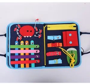 Detailed inner layout of a colorful felt busy board for kids early education