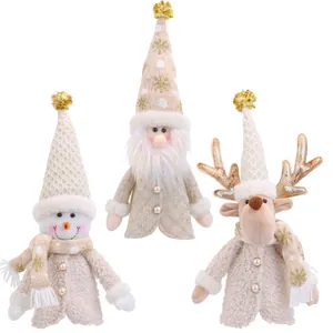 Set of three plush Christmas wine bottle covers featuring Santa Snowman and Reindeer designs