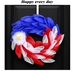 Couronne patriotique en maille d'aigle pour décoration de porte du 4 juillet
