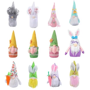 Collection de 12 nains de Pâques en peluche assortis avec oreilles de lapin et œufs
