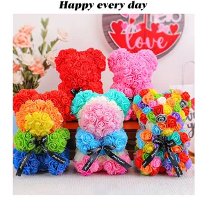 Detailed view of colorful PE foam rose bear dolls for Valentine's Day gifts.