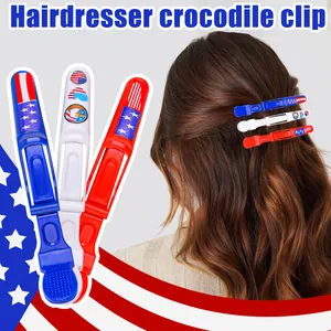 Pinzas para el Cabello de Cocodrilo con Bandera Americana Día de la Independencia Barras y Estrellas Accesorios Fiesta 4 de Julio Mujeres