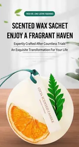 Gros plan d'une tablette de cire parfumée avec tranche d'orange séchée