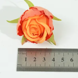 Artificial vintage burnt edge silk rose bud for DIY floral craft and wedding decoration