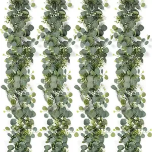 Artificial green eucalyptus and white baby's breath garlands for wedding and home decor