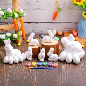 Set di Uova di Pasqua in Schiuma a Forma di Coniglietto Dipinto a Mano Fai da Te Graffiti in Stile Cartone Animato per Feste