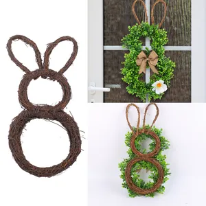 DIY Naturrebe Rattan Kranz Basis Weihnachten Ostern Blumendekoration Handgewebt Herz Hase Halbmond Form Kranz Materialien