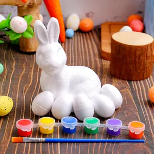Set completo per pittura pasquale fai da te con coniglio di schiuma, uova, colori e pennello