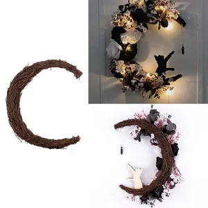 Handgefertigter Rebenkranz in Mondsichelform für DIY-Weihnachts- und Halloween-Dekorationen