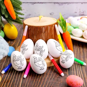 Σετ ζωγραφικής αυγών Πάσχα DIY με σχέδια κόκορα και πολύχρωμους μαρκαδόρους για παιδιά