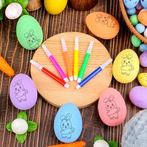 Kit de pintura de huevos de Pascua con huevos de conejo coloridos y rotuladores