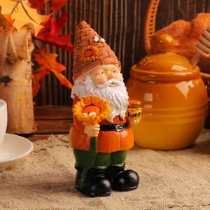 Resin Sunflower Garden Gnome Figurine Rustic Honey Pot Bee Statue Outdoor Patio Lawn Yard Art Autumn Harvest Home Decor Gift