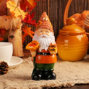 Garden gnome resin ornament with sunflower and honey jar for outdoor yard decor