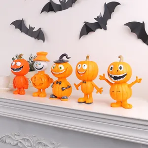 Lot de 5 figurines de citrouilles d'Halloween en résine pour décoration de fête festive