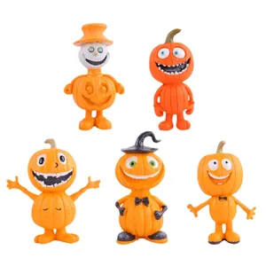 Lot de 5 figurines citrouilles en résine pour décoration festive d'Halloween et jardin