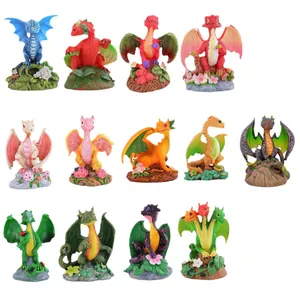 Creative collection of colorful resin dragon figurines for outdoor garden and home decor