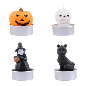 Halloween themed tea light candles with pumpkin, skull, witch and cat shapes