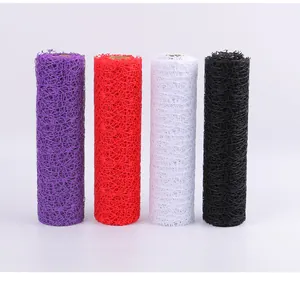 Vier Rollen buntes, ausgehöhltes florales Dekorationsnetz für die DIY-Blumenstrauß-Dekoration