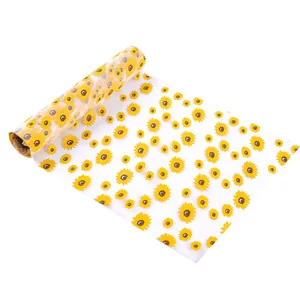 Rouleau de tissu en tulle imprimé tournesols pour décoration de fête et table de fête