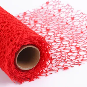 Rote Jacquard-Netzrolle für die Verpackung von Blumensträußen und DIY-Blumendekorationen
