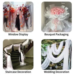 Decoratieve tule gaasrol voor bruiloften, bloemverpakking en trapdecoraties.