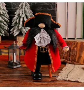 Handgefertigte Piraten-Rudolph-Zwergpuppe mit detailliertem Haken und Holzbein-Zubehörteil