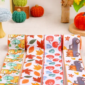 Lot de rubans décoratifs d'automne avec motifs citrouilles et feuilles d'érable pour cadeaux