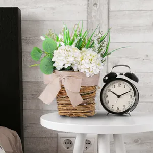 Elegant white hydrangea flower basket door hanging for home and window decoration