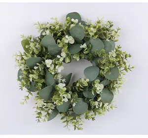Lush green artificial eucalyptus leaf wreath for home wall decor and housewarming gift
