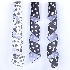 Nastro Animato Con Zampe di Cane Per Fiocchi Fai da Te Confezioni Regalo Per Animali Motivo a Pois e Ossa Decorazione per Feste