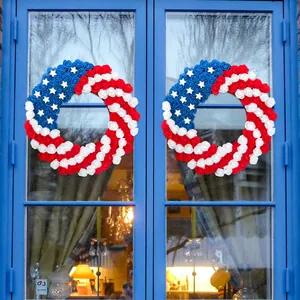 Couronne de roses en PU aux couleurs du drapeau américain pour le 4 juillet