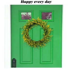 Vibrant spring yellow eucalyptus wreath for front door and home wall decoration