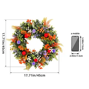 Vibrant Eucalyptus summer wreath with fruit and berries, 18-inch decorative door hanging