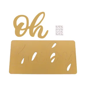 Ensemble de panneaux en bois Oh Baby dorés pour demande en mariage et fêtes