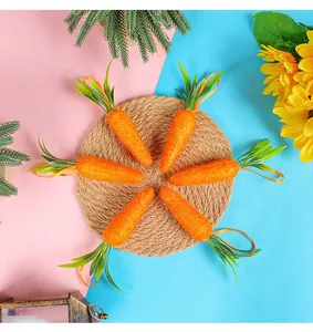 Juego de zanahorias artificiales naranjas dispuestas en círculo para decoración de Pascua
