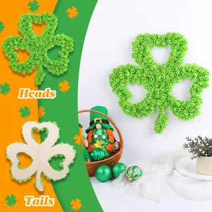 Plastic Shamrock Wreath St. Patrick's Day Decoration Artificial Rose Garland For Irish Festival Door Hanging Home Decor