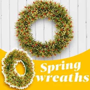 Gran corona de bayas de primavera para puerta de entrada y decoración de paredes