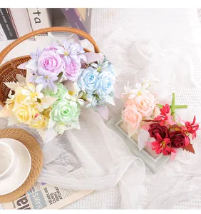 Variety of colorful artificial rose bouquets for home wedding table centerpiece decoration