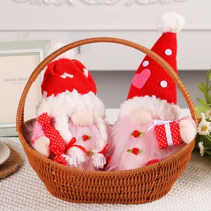 Leuchtender Valentinstag Wichtel Puppe Herz Strickmütze Plüsch Ornament Nordischer Stil LED Gesichtsloser Wichtel Home Tisch Deko