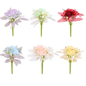 Collection of six colorful artificial flower bouquets for wedding and home decor
