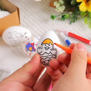 Creative DIY Easter egg painting kit with cartoon patterns and colorful markers for kids