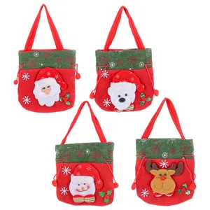 Set de 4 bolsas de regalo de Navidad festivas con figuras de peluche 3D y cordón ajustable