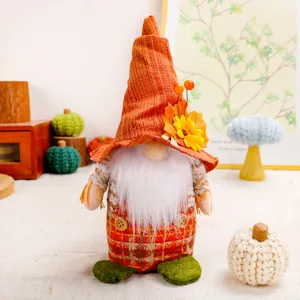 Handmade Thanksgiving faceless gnome doll with sunflower decor for autumn home desktop display