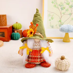 Autumn Thanksgiving sunflower gnome plush doll for creative desktop window decoration