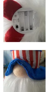Dettaglio del vano batterie e del cappello dello gnomo luminoso per il 4 luglio