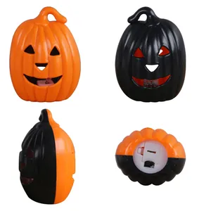 Festive Halloween LED pumpkin lanterns in orange and black for party decorations